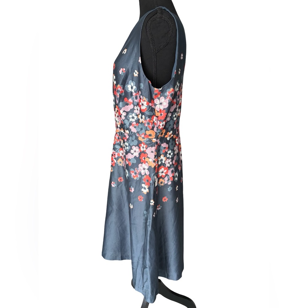 LOFT Slate Blue Floral Sleeveless Mini Dress - Picture 2 of 6
